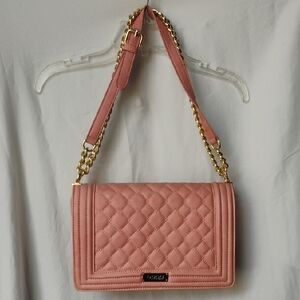 Bebe Pink Quilted Chain Shoulder Bag